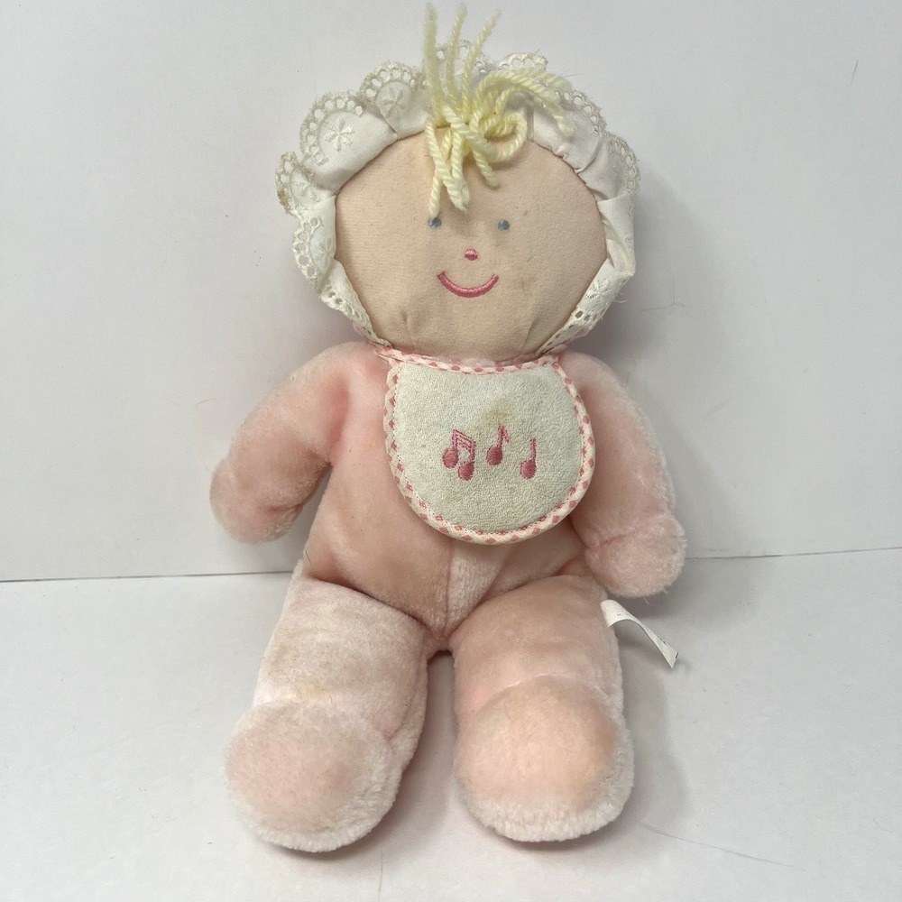 Vintage Eden Pink Plush Doll‎ Musical Bib Baby Toy 11" Collectible Stuffed 90's